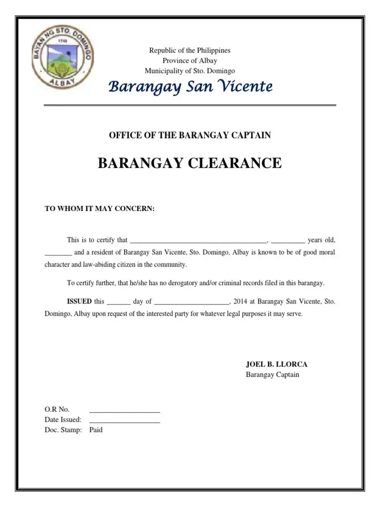 Barangay Clearance